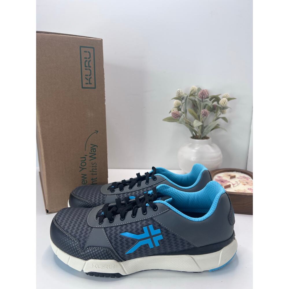 Kuru Quantum Walking Comfort Sneaker Urban Concrete/Topaz Blue Women 12 Wide NWB